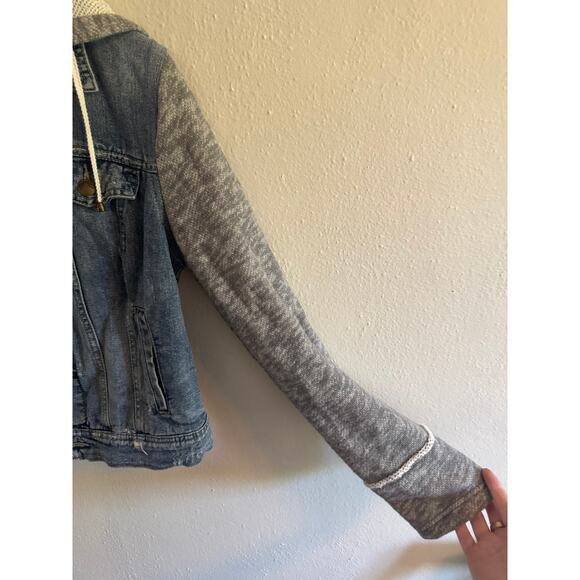 Free People Sweatshirt hooded jean jacket - Picture 4 of 5